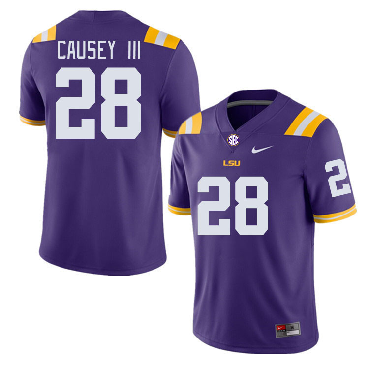 Men #28 Bernard Causey III LSU Tigers College Football Jerseys Stitched-Purple